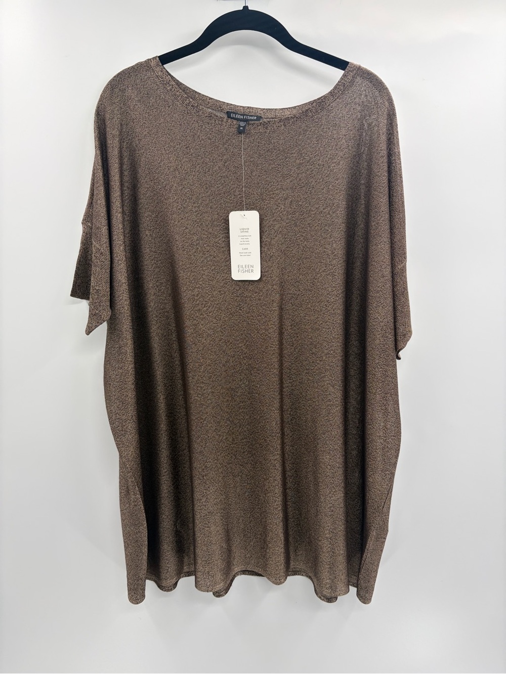 elieen fisher ballet nk polyester stretch boxy tunic short sleeve blouse xl NWT